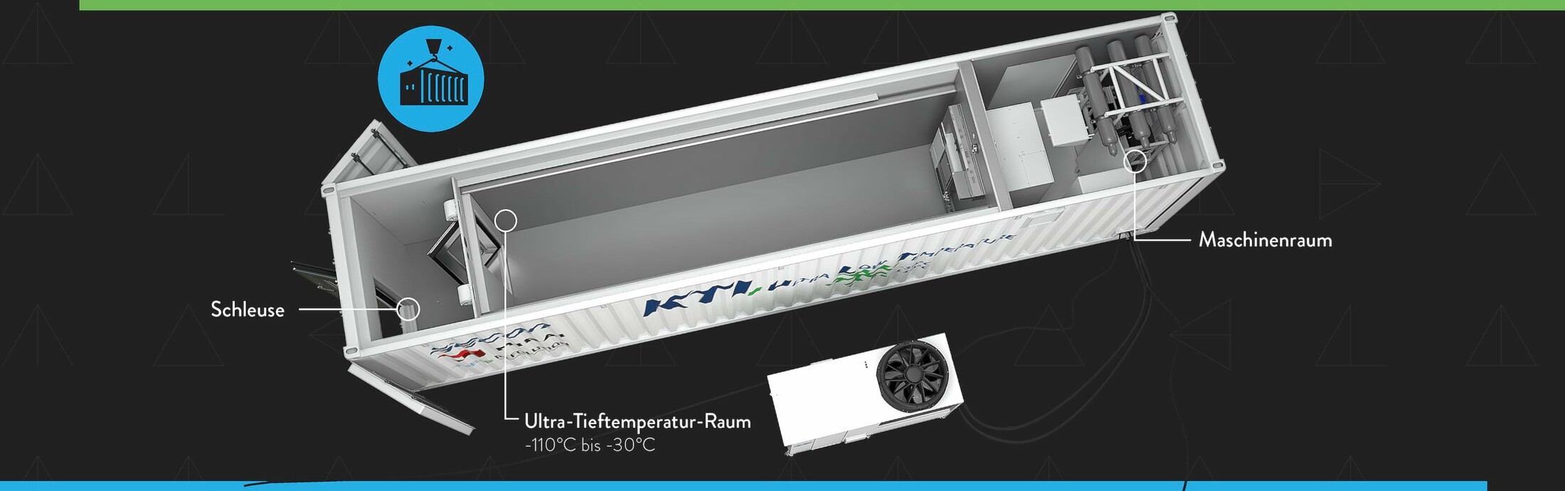 3D-Modell eines Tieftemperatur-Trailer von oben und innen